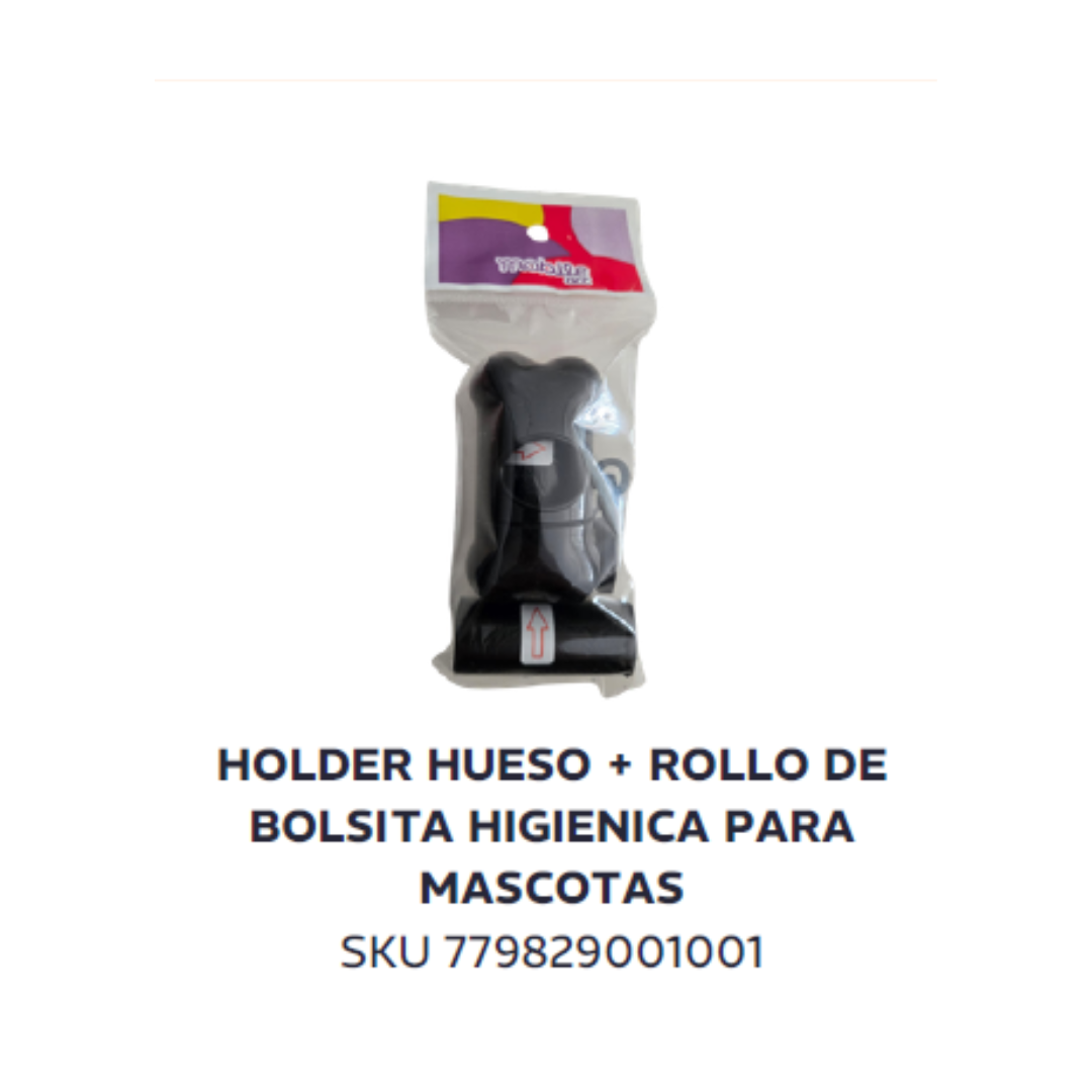 Holder hueso + rollo de bolsita higienica p/mascotas