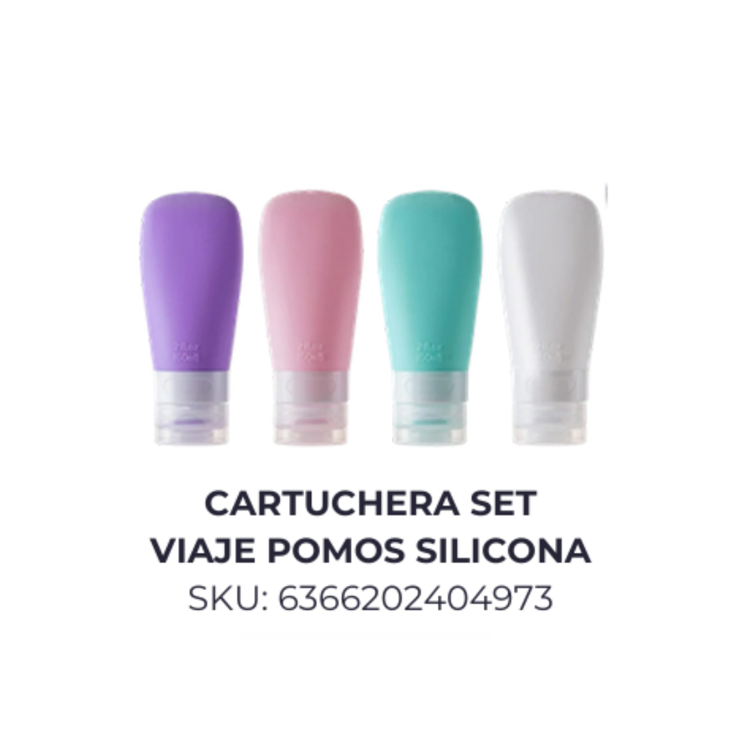 Cartuchera set de viaje pomos silicona