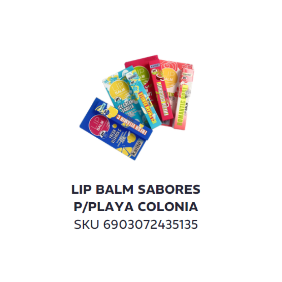 Lip balm sabores p/playa karite colonia
