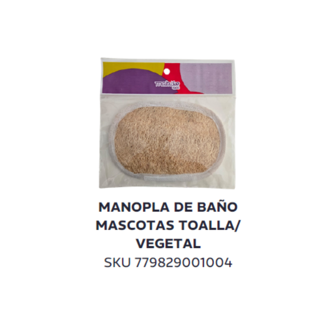 Manopla de baño mascotas toalla/ vegetal