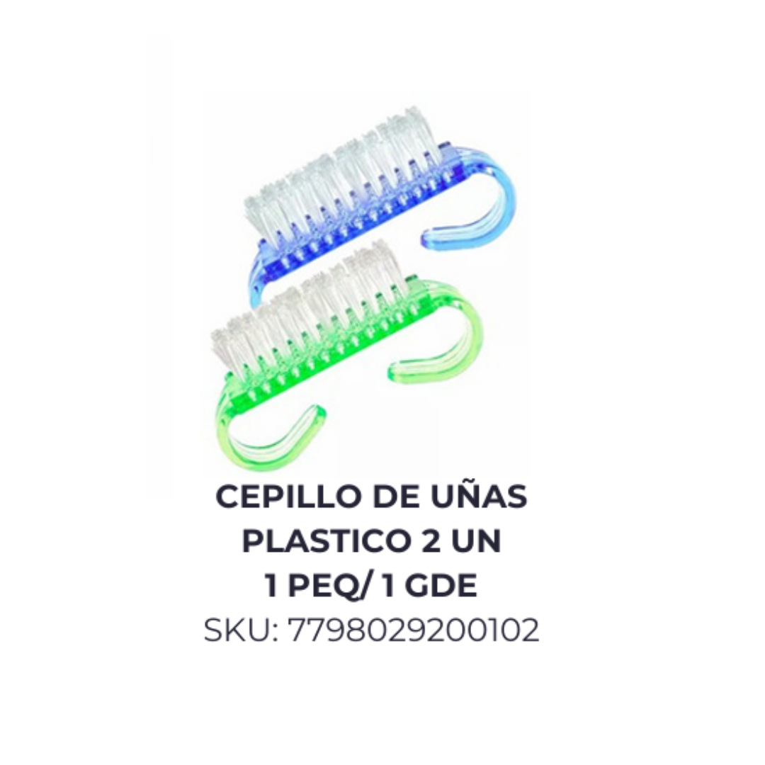 Cepillo de uñas plastico 2 unid (peq y gde)