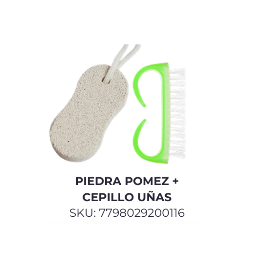 Piedra pomez + cepillo de uñas