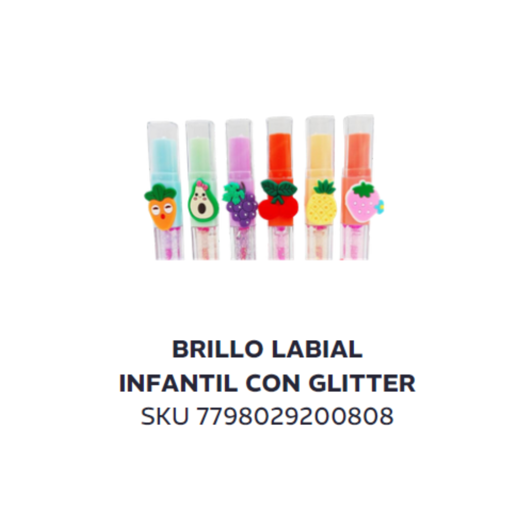 Brillo labial infantil con glitter