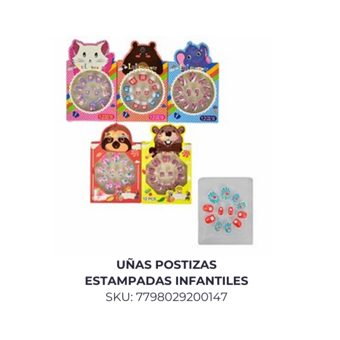 Uñas postizas estampadas infantiles